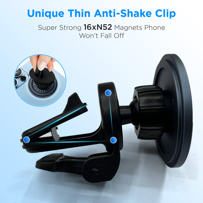 Clip Mount - Car Phone Holder MagSafe Car Mount - Ssuction